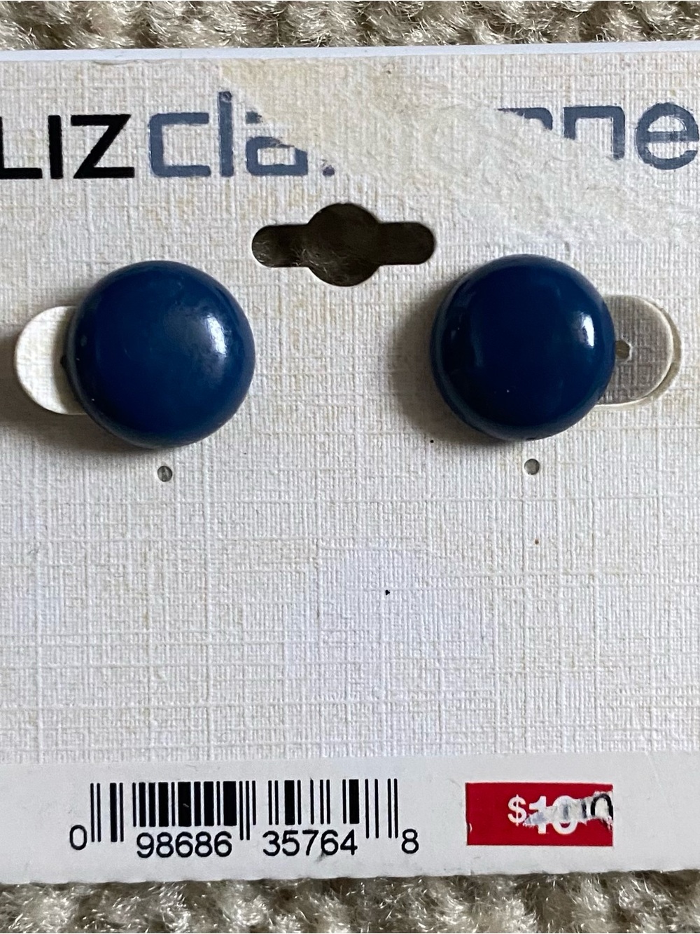 Liz Claiborne Navy Blue Round Stud Earrings